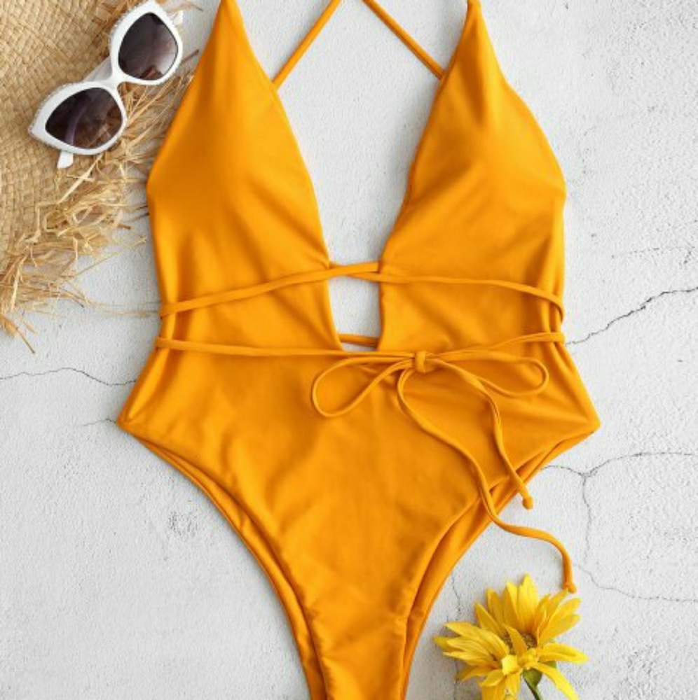 High Waist Yellow One Piece